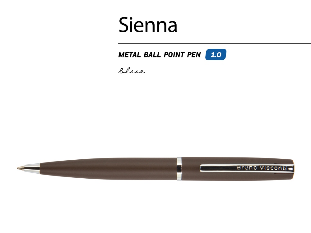 Ручка "Sienna" шариковая  автоматическая, коричневый металлический корпус soft-touch, 1.0 мм, синяя-1