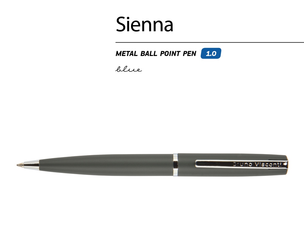 Ручка "Sienna" шариковая  автоматическая, серый металлический корпус soft-touch, 1.0 мм, синяя-1