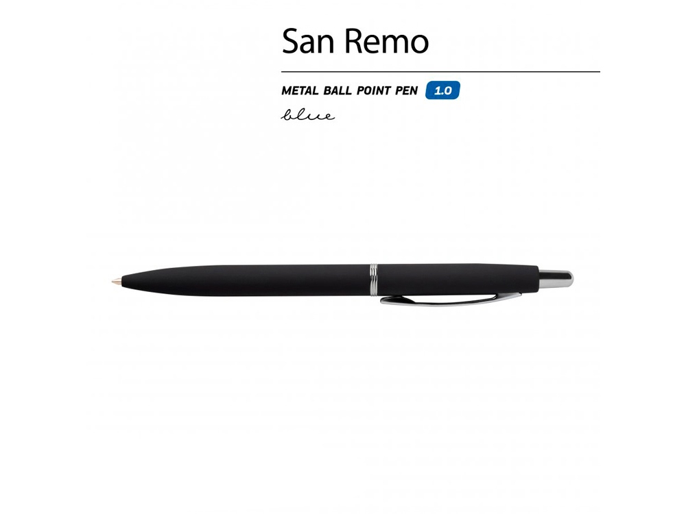 Ручка "SAN REMO" шариковая  автоматическая, черный металлический корпус, 1.00 мм, синяя-1