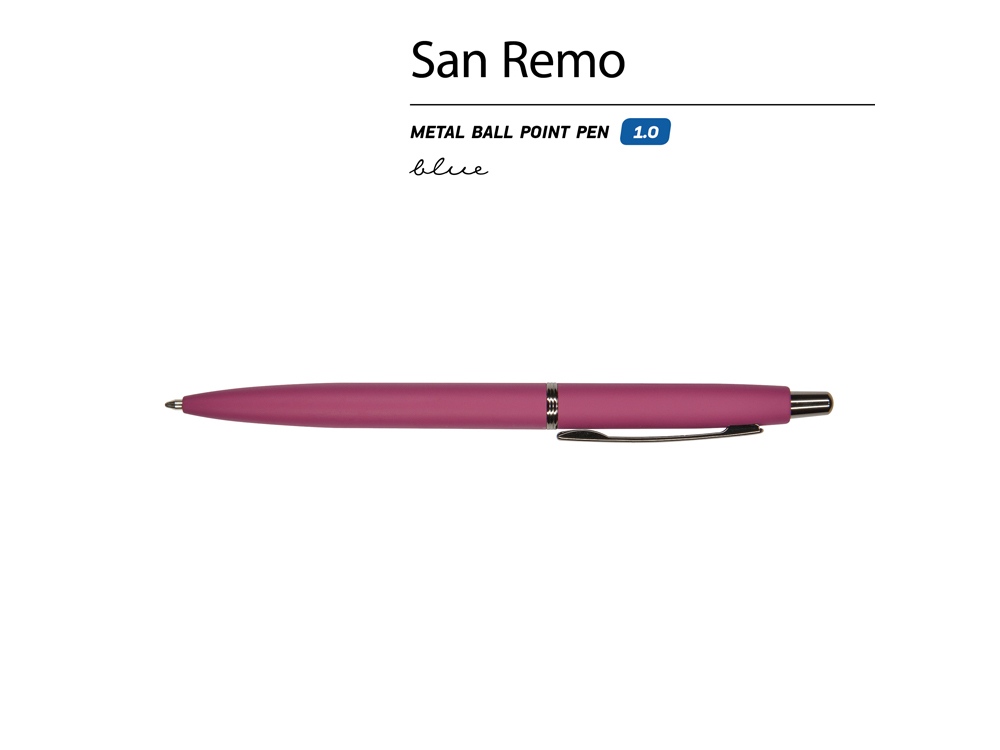 Ручка металлическая шариковая "San Remo", софт-тач, 1.0 мм, бордовый-1