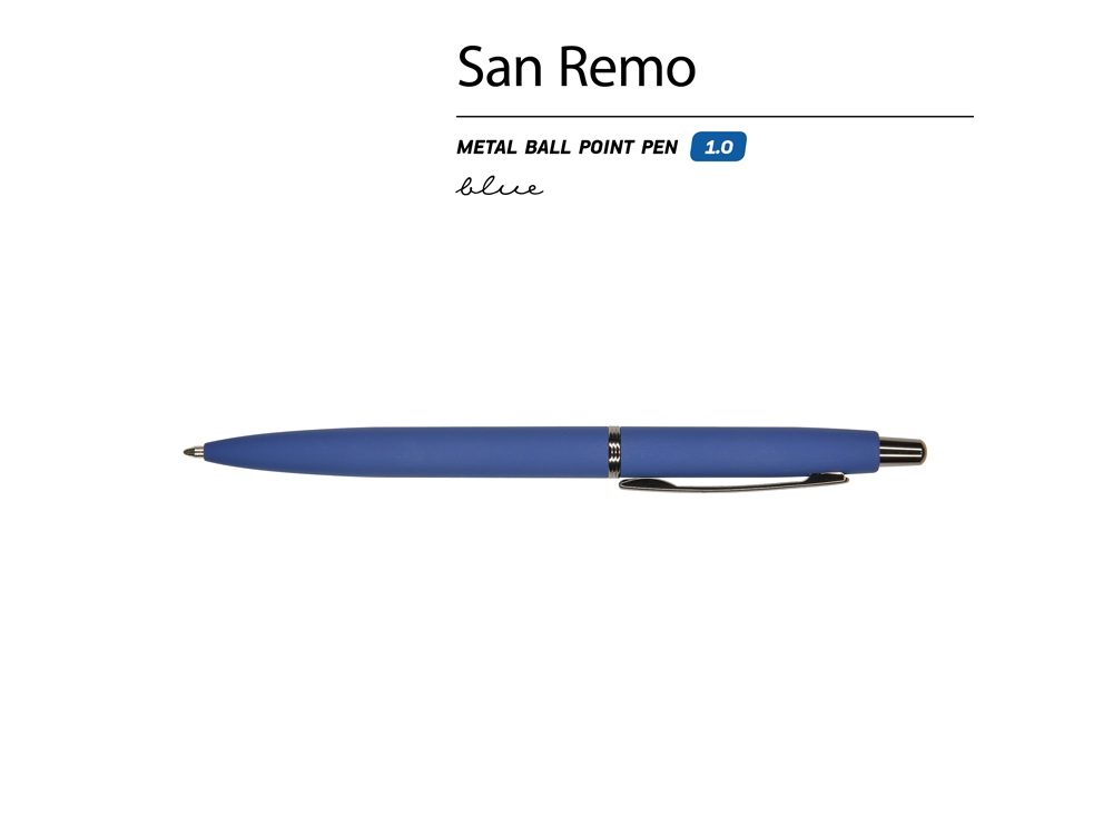 Ручка металлическая шариковая "San Remo", софт-тач, 1.0 мм, синий-1
