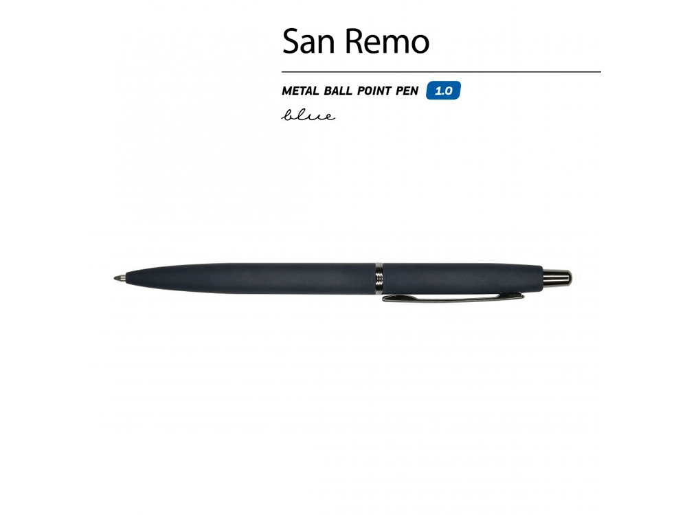 Ручка "SAN REMO" шариковая, автоматическая, темно-синий металлический корпус 1.00 мм, синяя-1
