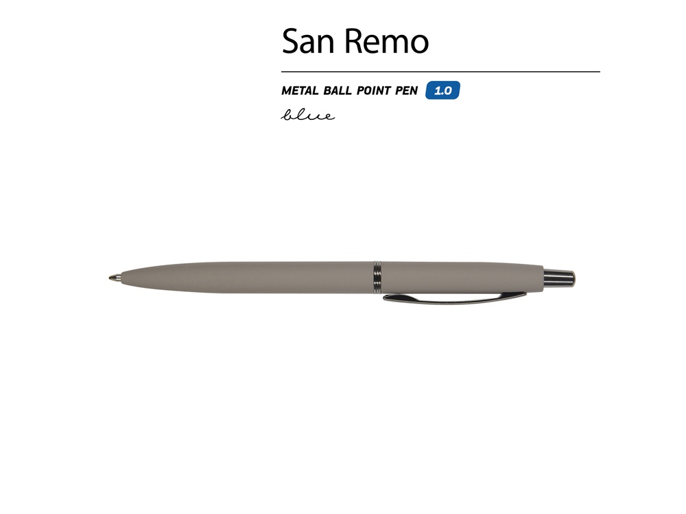 Ручка металлическая шариковая "San Remo", софт-тач, 1.0 мм, серый-1
