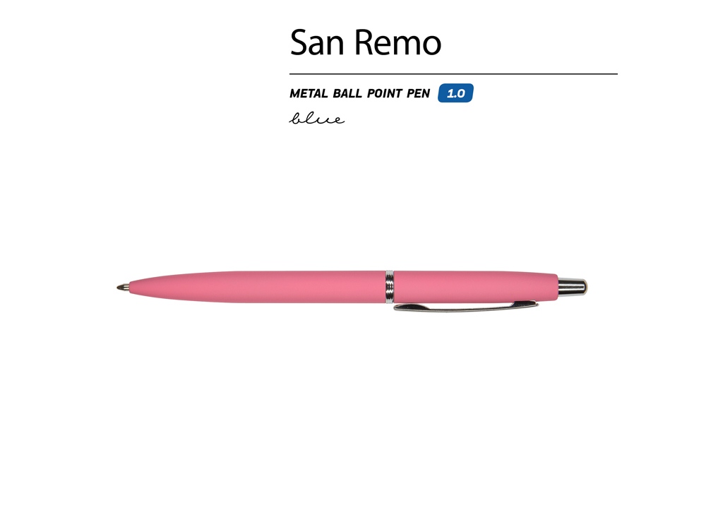 Ручка металлическая шариковая "San Remo", софт-тач, 1.0 мм, коралловый-1
