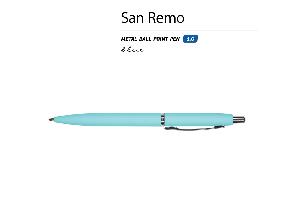 Ручка металлическая шариковая "San Remo", софт-тач, 1.0 мм, голубой-1