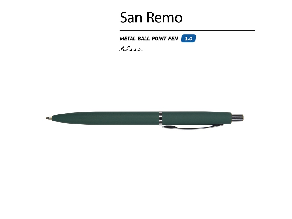 Ручка металлическая шариковая "San Remo", софт-тач, 1.0 мм, зеленый-1