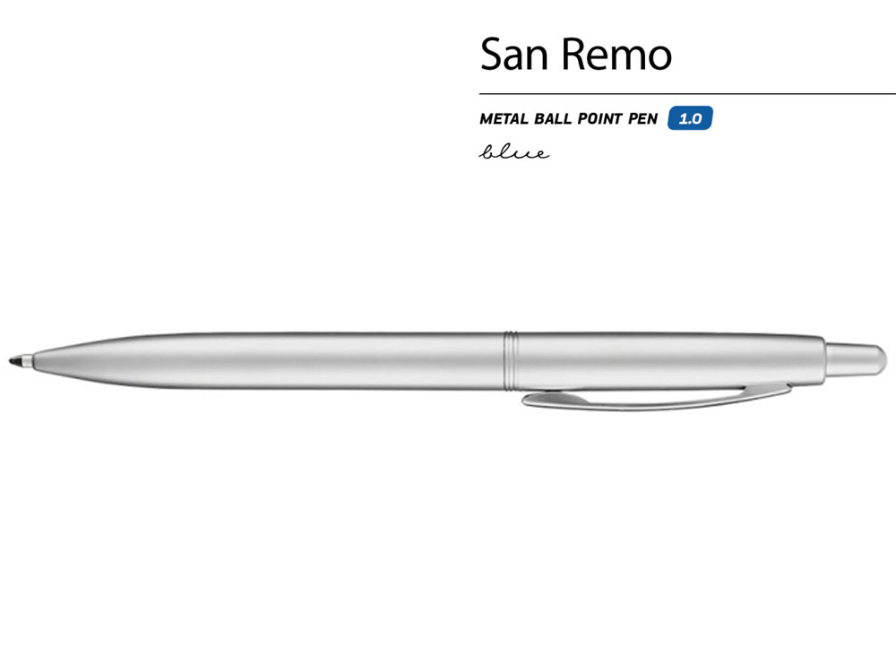 Ручка металлическая шариковая "San Remo", серебристый-1