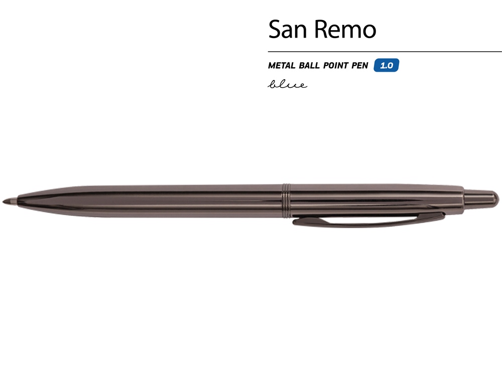 Ручка металлическая шариковая "San Remo", вороненая сталь-1