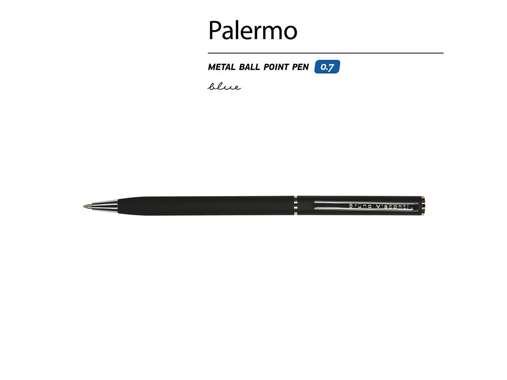 Ручка шариковая автоматическая BrunoVisconti® "PALERMO" цвет корпуса черный, soft-touch, 0.7 мм-1