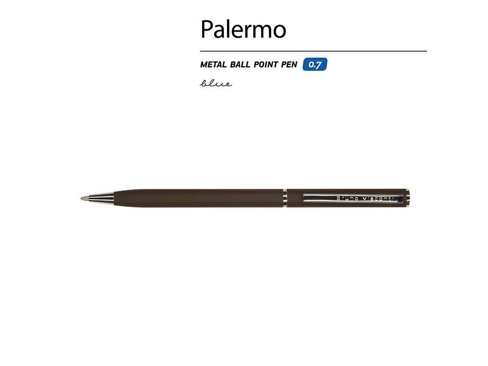 Ручка шариковая автоматическая BrunoVisconti® "PALERMO" цвет корпуса коричневый, soft-touch, 0.7 мм-1