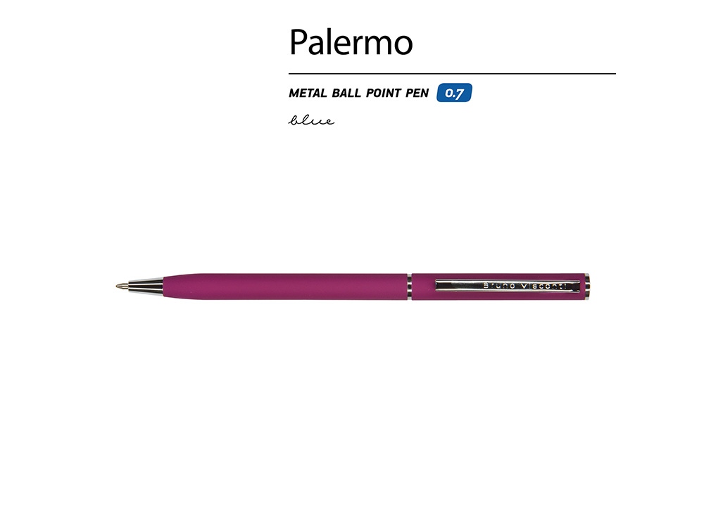 Ручка шариковая автоматическая BrunoVisconti® "PALERMO" цвет корпуса бордовый, soft-touch, 0.7 мм-1