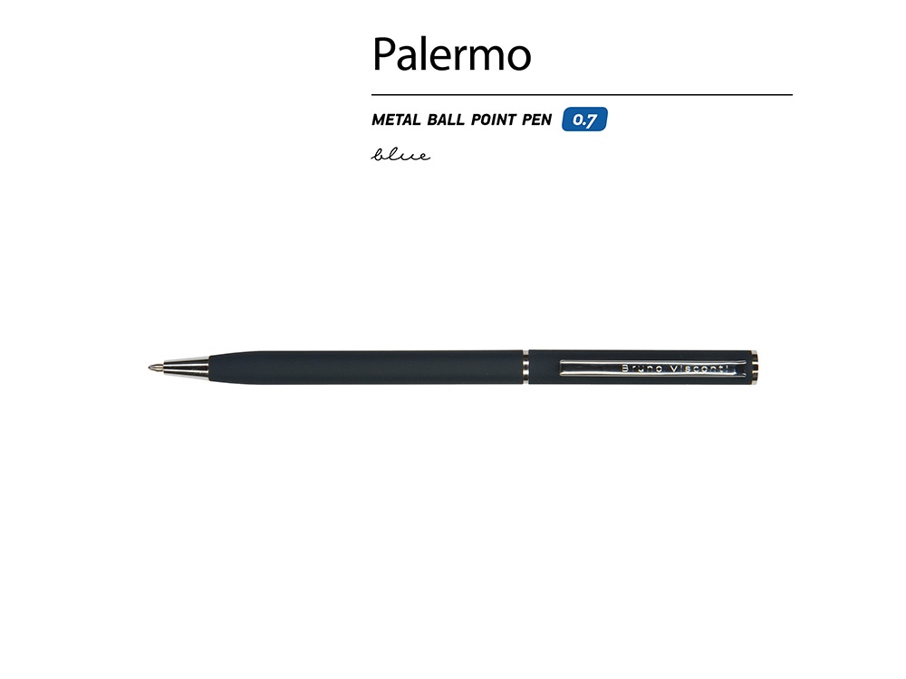 Ручка шариковая автоматическая BrunoVisconti® "PALERMO" цвет корпуса сине-черный, soft-touch, 0.7 мм-1