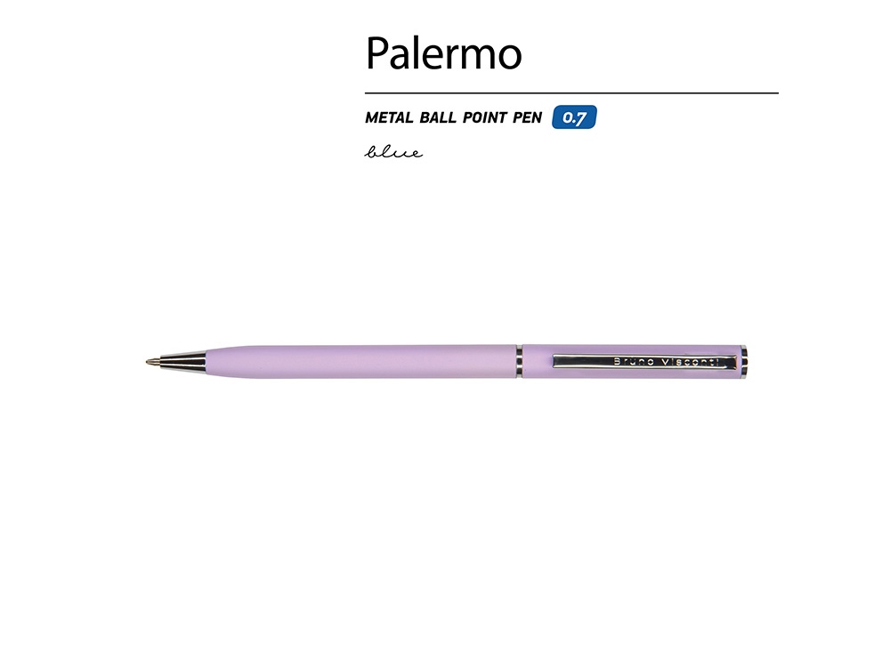 Ручка шариковая автоматическая BrunoVisconti® "PALERMO" цвет корпуса сиреневый, soft-touch, 0.7 мм-1