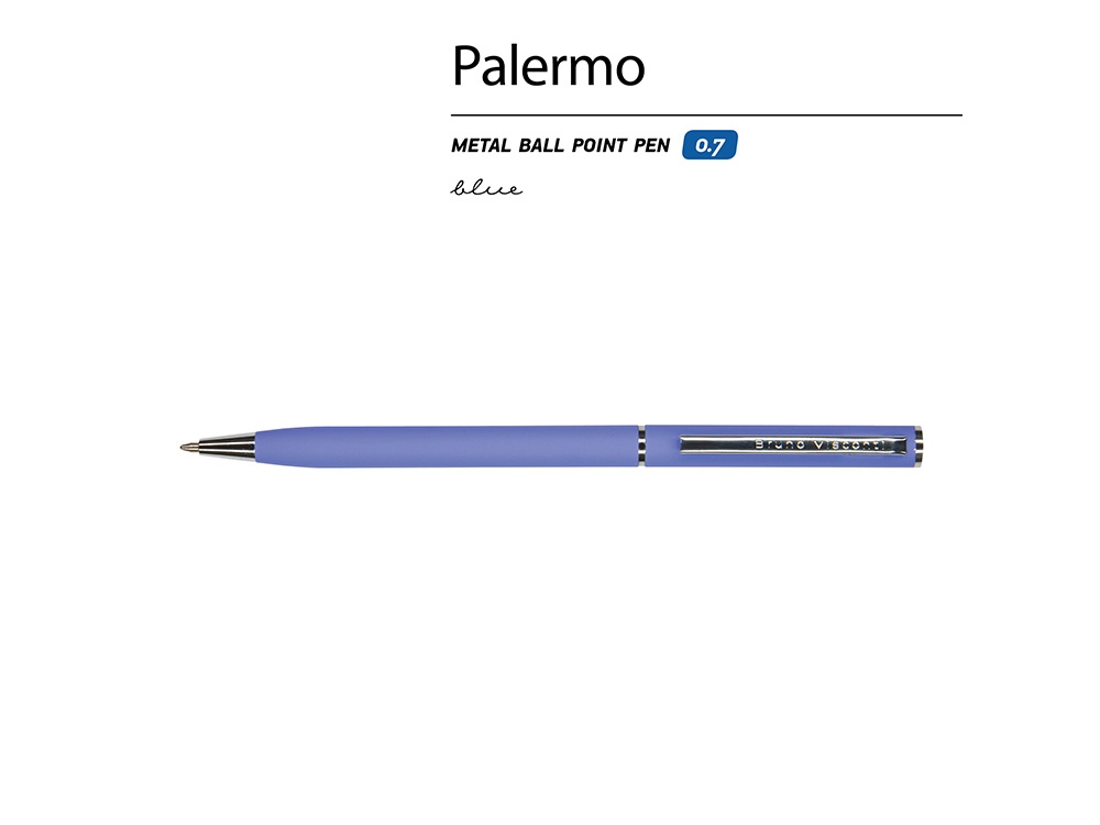 Ручка шариковая автоматическая BrunoVisconti® "PALERMO" цвет корпуса фиолетовый, soft-touch, 0.7 мм-1