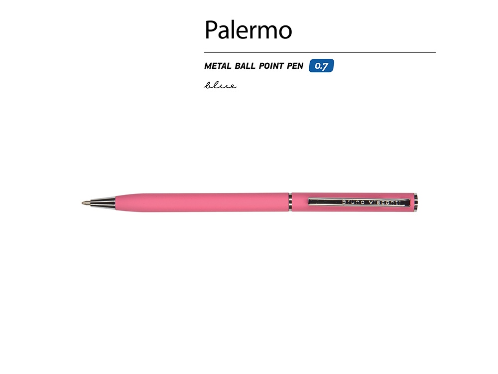 Ручка шариковая автоматическая BrunoVisconti® "PALERMO" цвет корпуса красный коралловый, soft-touch, 0.7 мм-1