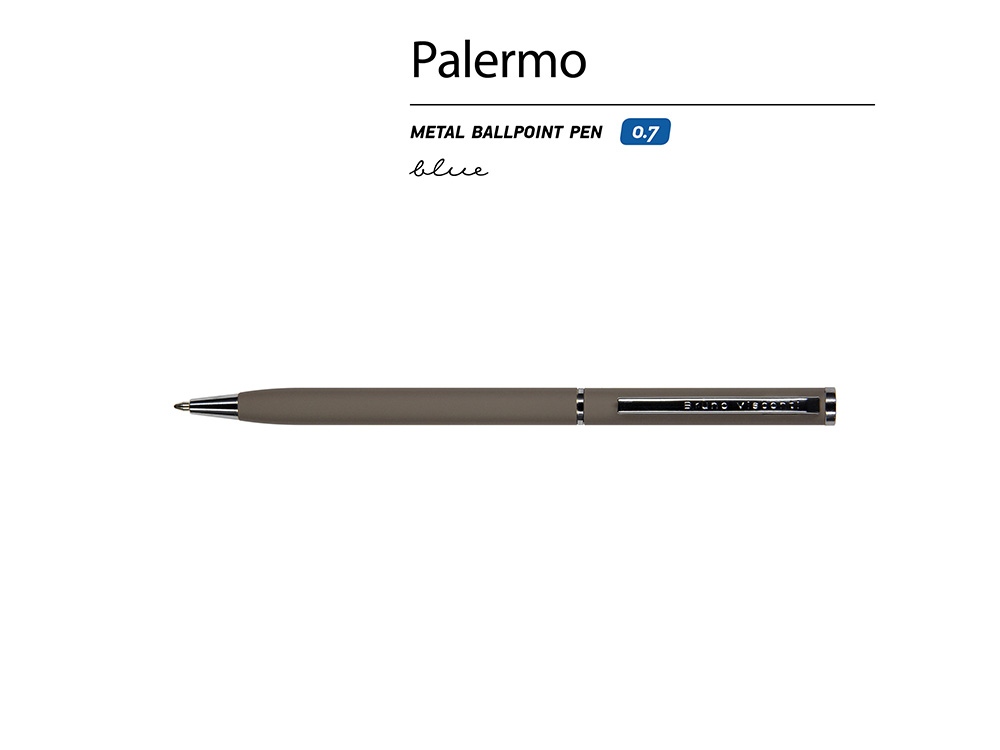 Ручка шариковая автоматическая BrunoVisconti® "PALERMO" цвет корпуса серый, soft-touch, 0.7 мм-1