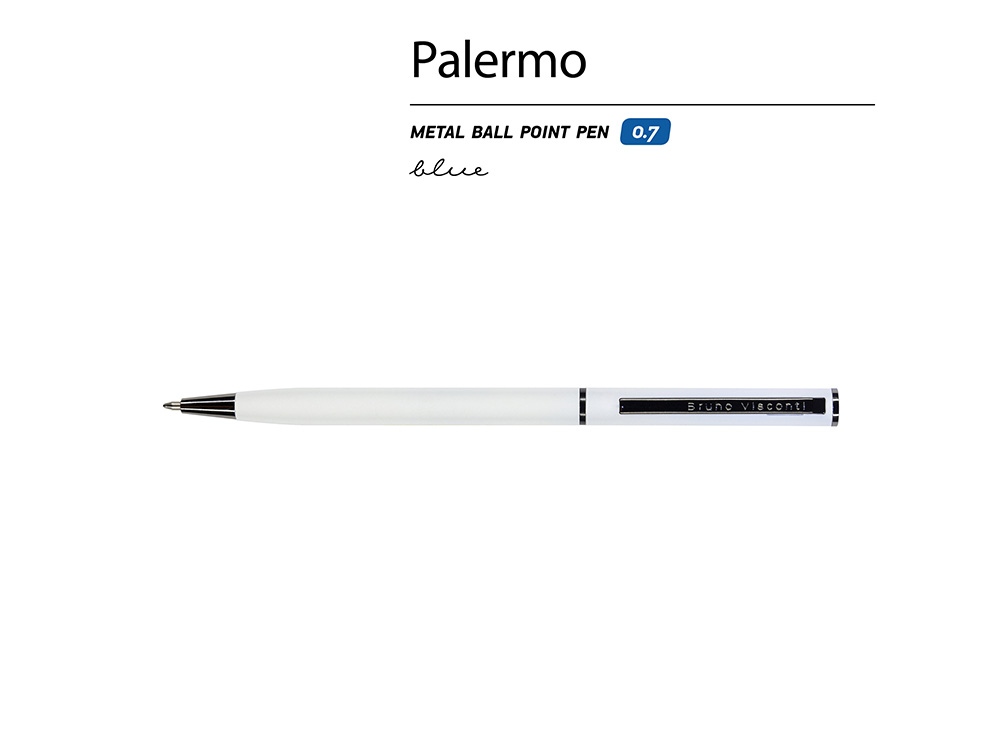 Ручка шариковая автоматическая BrunoVisconti® "PALERMO" цвет корпуса белый, soft-touch, 0.7 мм-1
