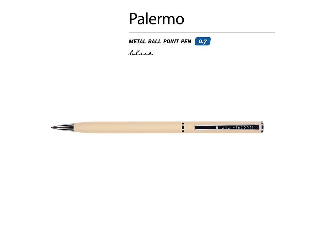 Ручка шариковая автоматическая BrunoVisconti® "PALERMO" цвет корпуса пудровый, soft-touch, 0.7 мм-1