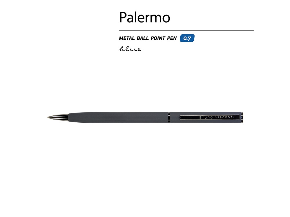 Ручка шариковая автоматическая BrunoVisconti® "PALERMO" цвет корпуса графитовый, soft-touch, 0.7 мм-1