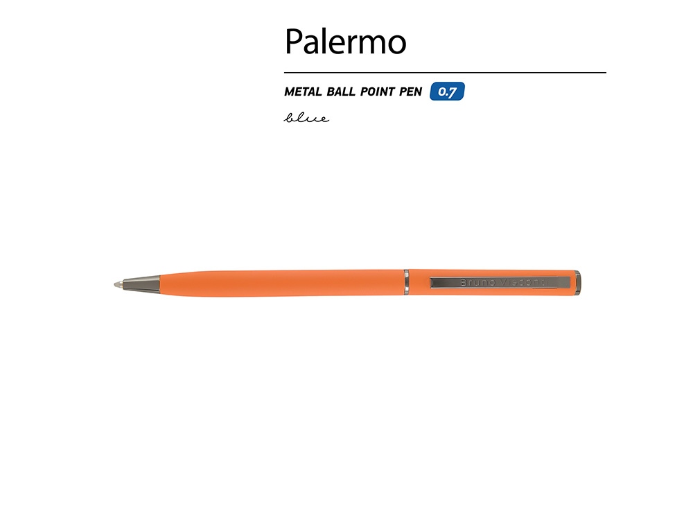 Ручка шариковая автоматическая BrunoVisconti® "PALERMO" цвет корпуса оранжевый, soft-touch, 0.7 мм-1