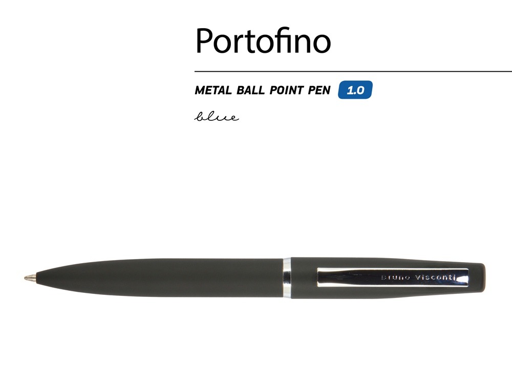Ручка металлическая шариковая "Portofino", софт-тач, 1.0 мм, черный-1