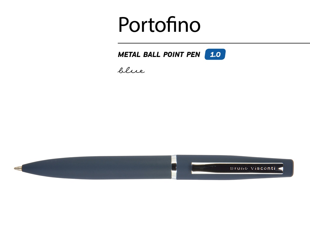 Ручка металлическая шариковая "Portofino", софт-тач, 1.0 мм, синий-1