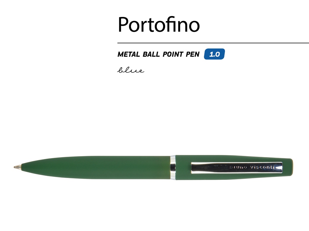 Ручка металлическая шариковая "Portofino", софт-тач, 1.0 мм, зеленый-1