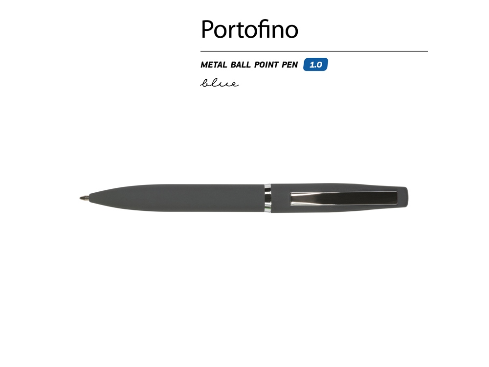 Ручка металлическая шариковая "Portofino", софт-тач, 1.0 мм, серый-1