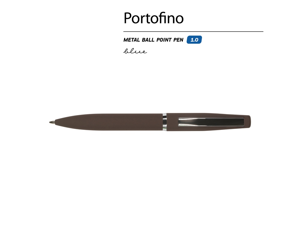 Ручка металлическая шариковая "Portofino", софт-тач, 1.0 мм, коричневый-1