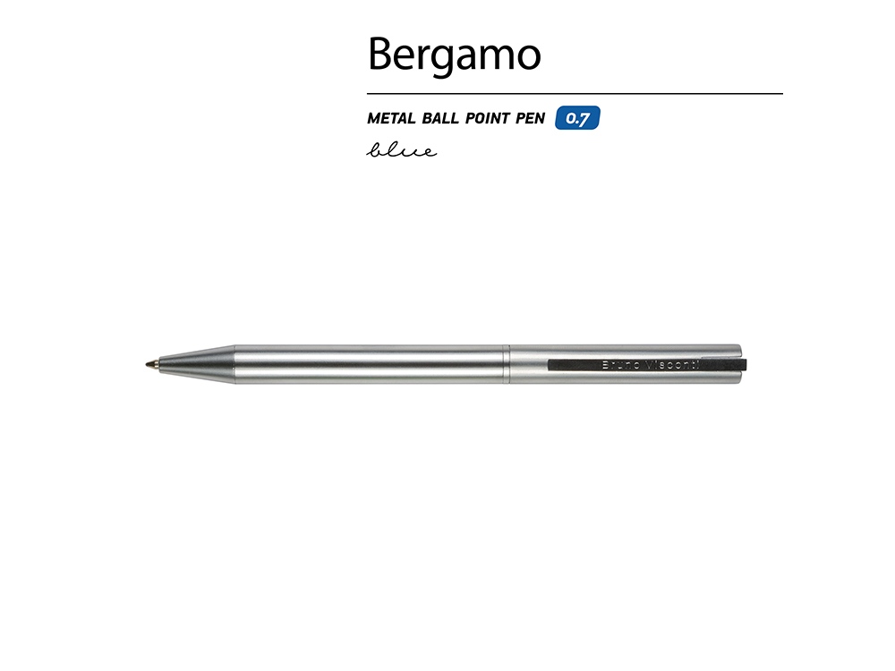Ручка металлическая шариковая "Bergamo", серебристый-1
