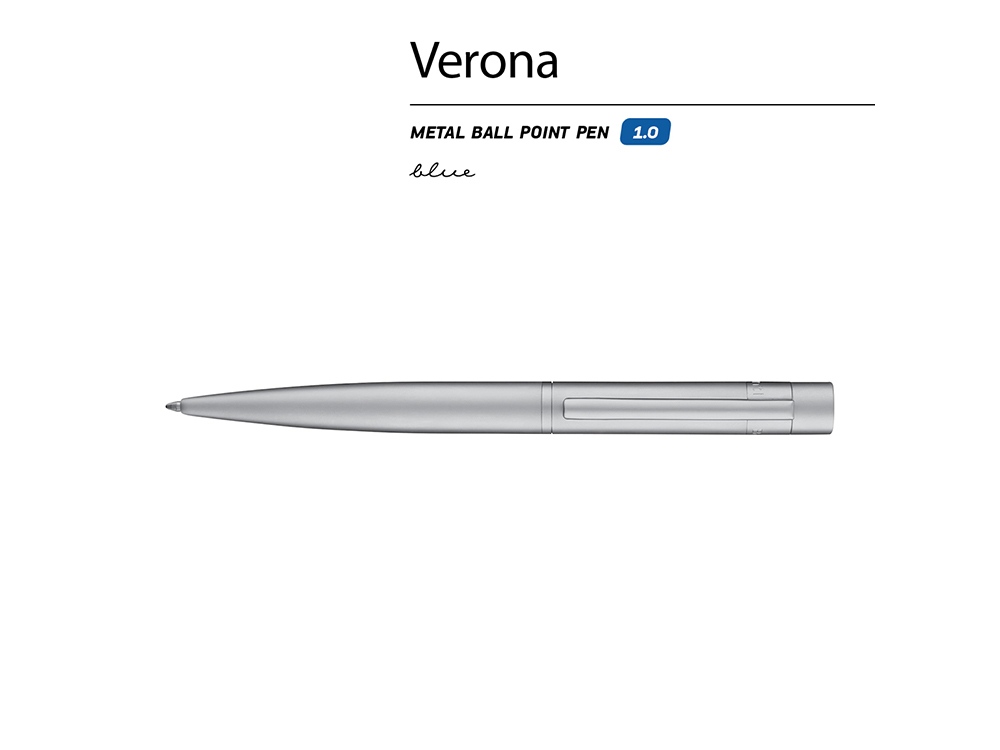 Ручка шариковая автоматическая BrunoVisconti "VERONA" цвет корпуса серебряный 1 мм, синяя-1