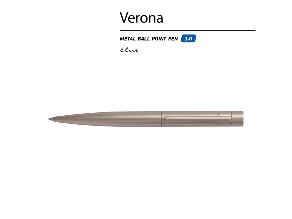 Ручка шариковая автоматическая BrunoVisconti "VERONA" цвет корпуса шампань, 1 мм, синяя-1