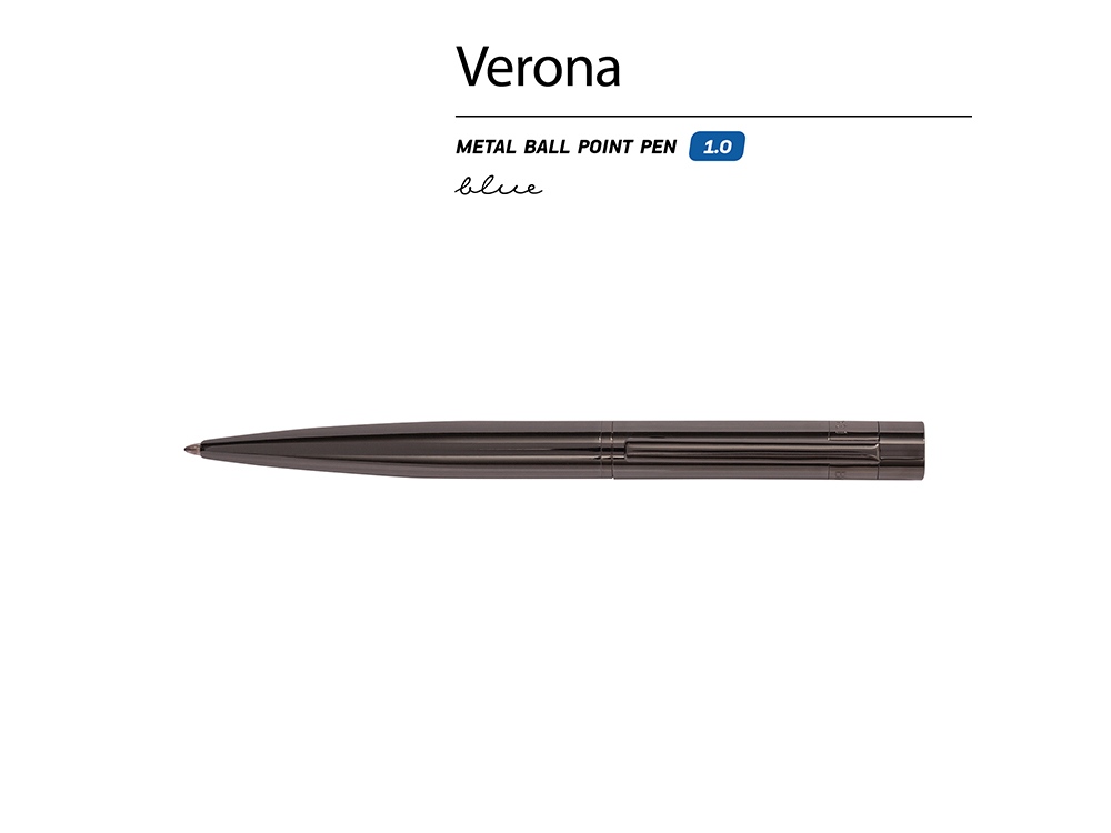 Ручка шариковая автоматическая BrunoVisconti "VERONA" цвет корпуса вороненая сталь, 1 мм, синяя-1