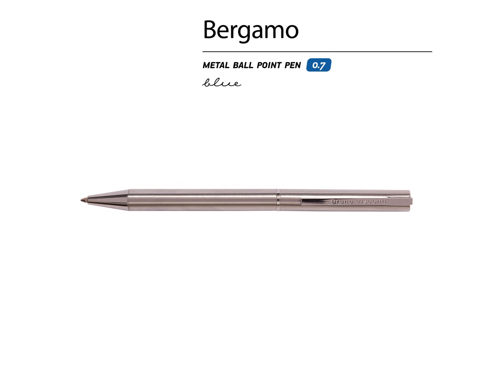 Ручка металлическая шариковая "Bergamo", сталь-1