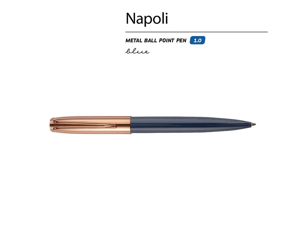Ручка металлическая шариковая "Napoli", синий/розовое золото-1