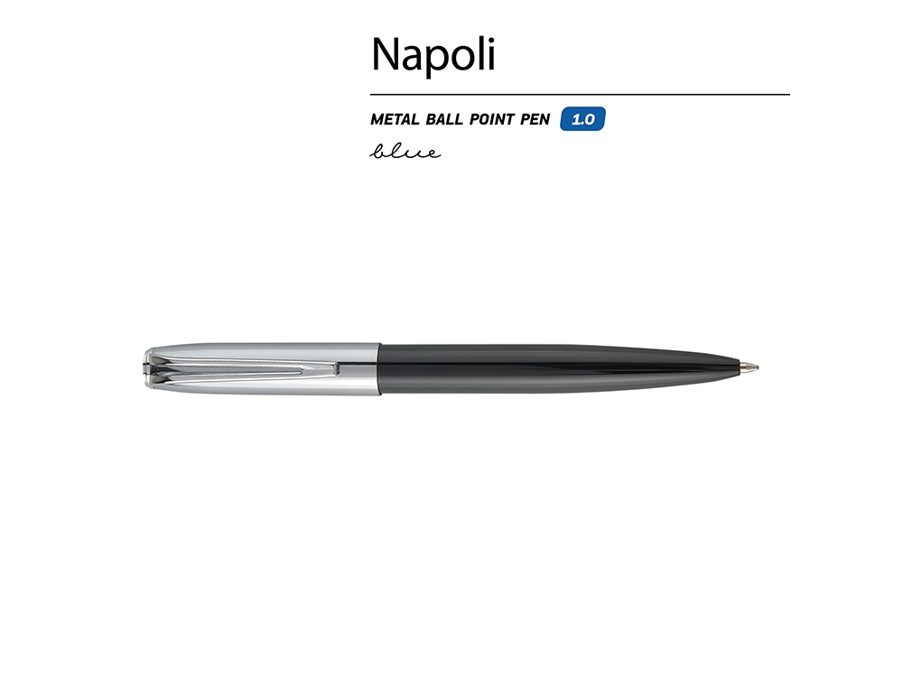 Ручка металлическая шариковая "Napoli", черный/серебристый-1