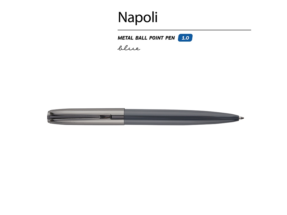 Ручка металлическая шариковая "Napoli", серый/вороненая сталь-1