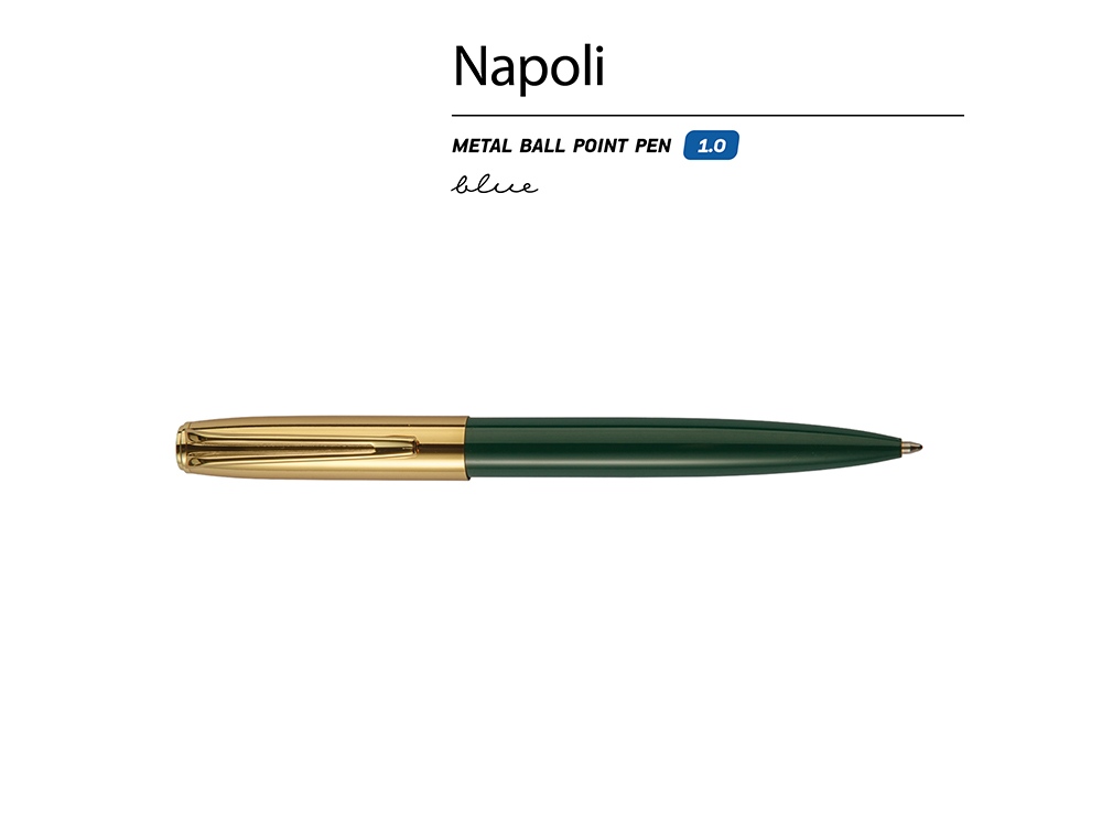 Ручка металлическая шариковая "Napoli", зеленый/золотистый-1