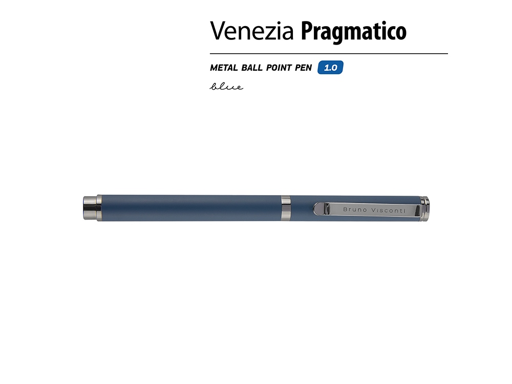Ручка металлическая шариковая "Venezia Pragmatico" софт-тач, синий-1