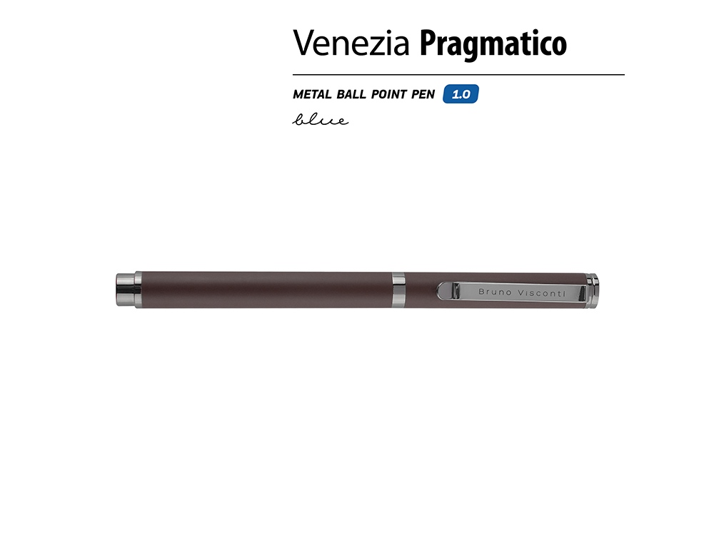 Ручка металлическая шариковая "Venezia Pragmatico" софт-тач, коричневый-1