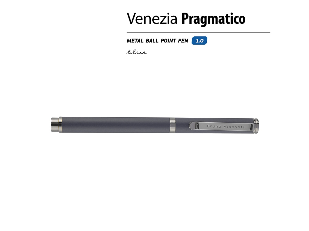 Ручка металлическая шариковая "Venezia Pragmatico" софт-тач, серый-1