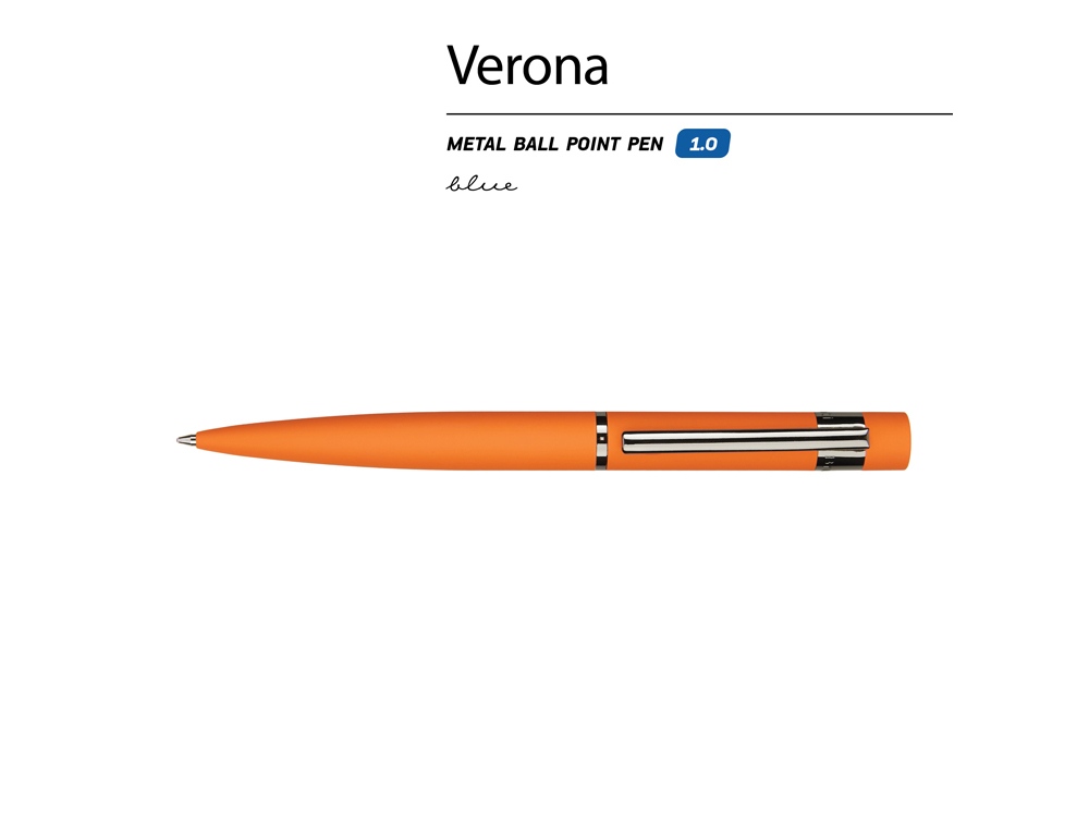 Ручка шариковая автоматическая BrunoVisconti "VERONA" цвет корпуса оранжевый, soft-touch, 1 мм, синяя-1