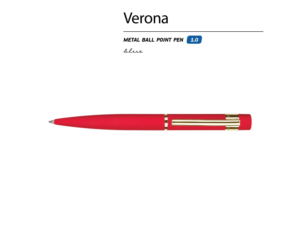 Ручка шариковая автоматическая BrunoVisconti "VERONA" цвет корпуса красный, soft-touch, 1 мм, синяя-1