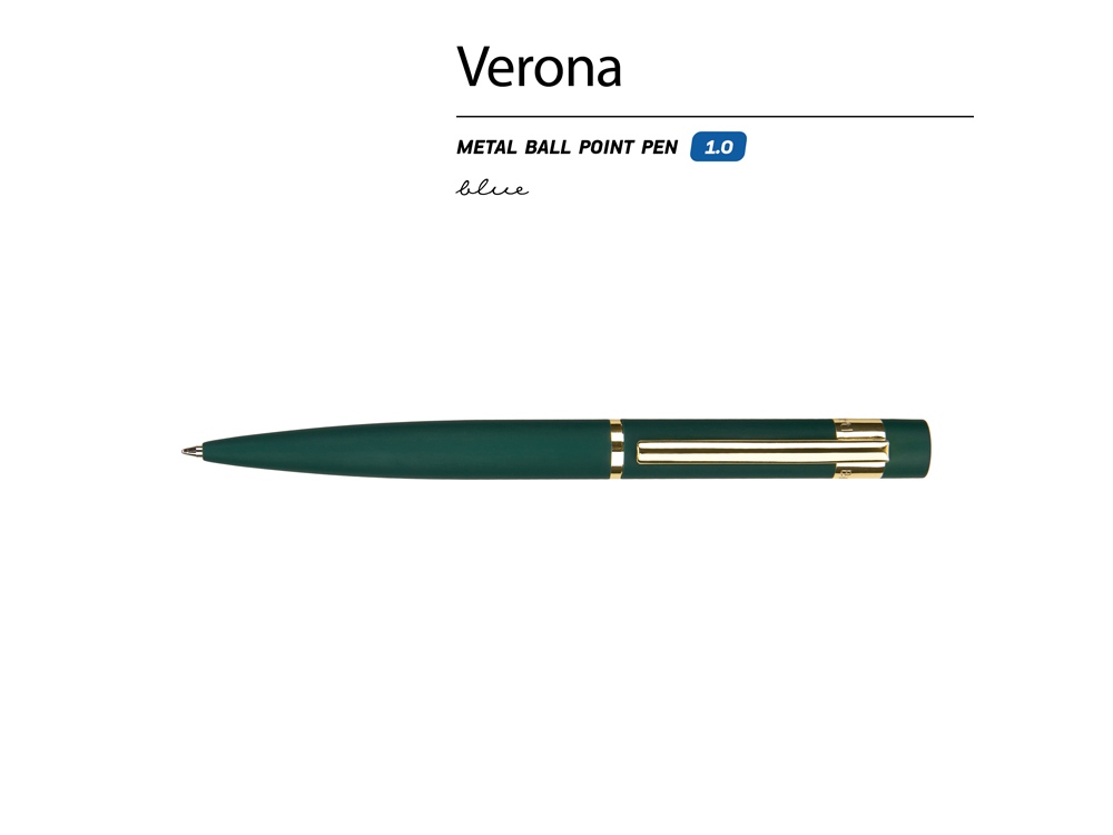 Ручка шариковая автоматическая BrunoVisconti "VERONA" цвет корпуса зеленый, soft-touch, 1 мм, синяя-1