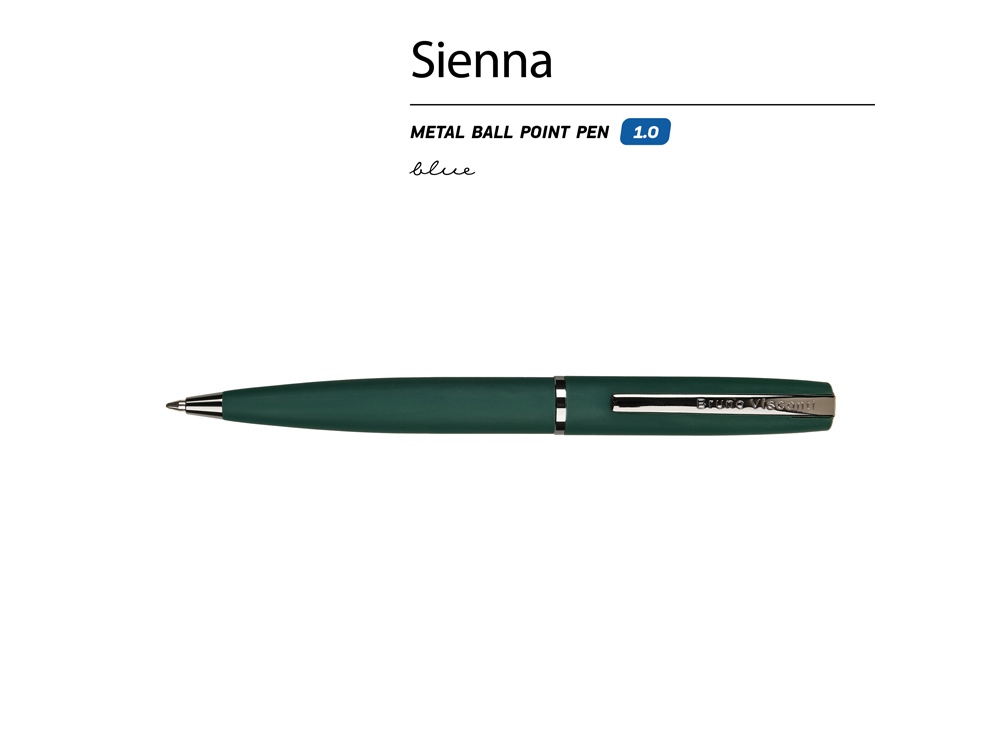 Ручка "Sienna" шариковая  автоматическая, зеленый металлический корпус soft-touch, 1.0 мм, синяя-1