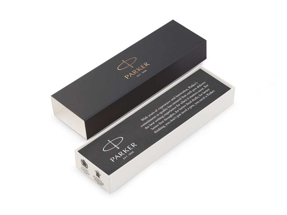 Перьевая ручка Parker Jotter Black CT, перо:F, цвет чернил: blue, в подарочной упаковке.-1