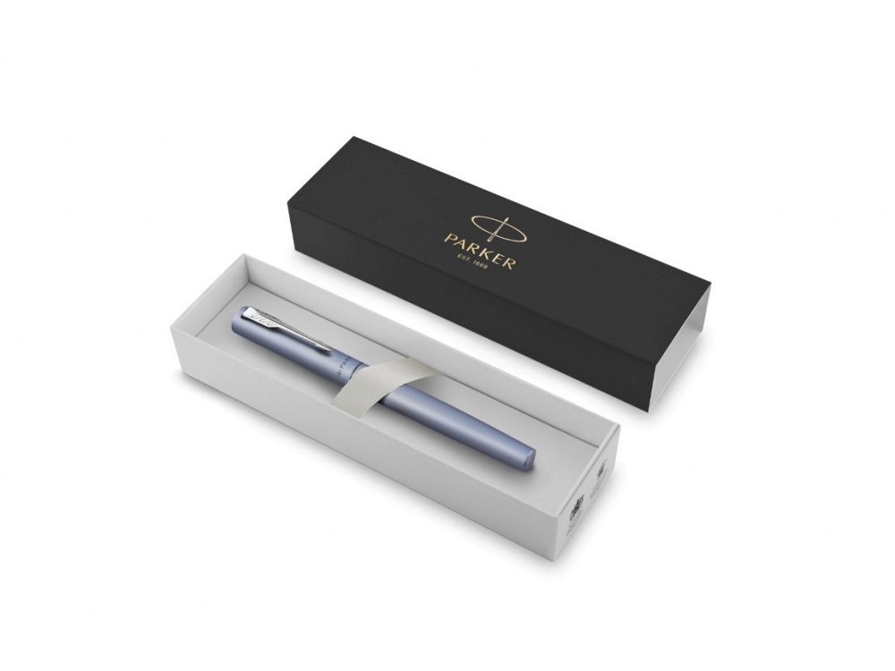 Перьевая ручка Parker Vector XL Silver Blue CT, цвет чернил blue, перо: F/M, в подарочной упаковке.-1