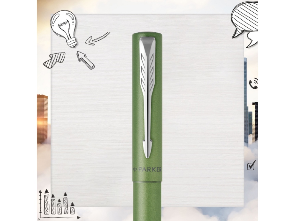 Ручка-роллер Parker Vector XL Green CT, цвет чернил black, стержень: F, в подарочной упаковке.-17