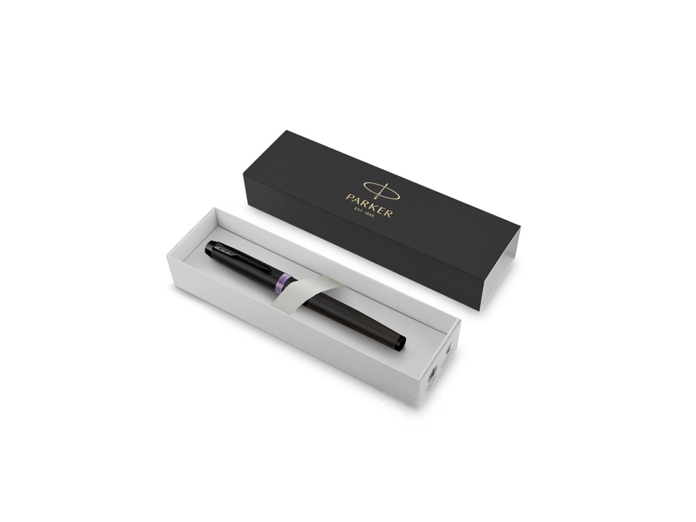 Перьевая ручка Parker IM Vibrant Rings Flame Amethyst Purple, стержень:F, цвет чернил: blue, в подарочной упаковке.-5