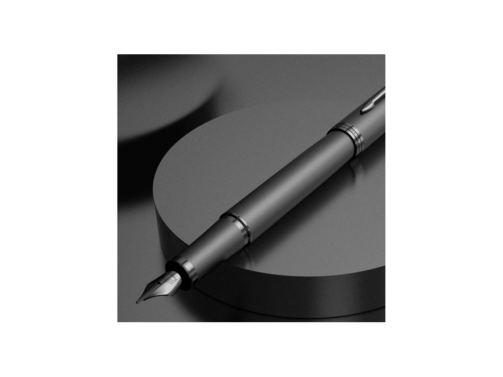 Перьевая ручка Parker IM Monochrome Black, перо:F, цвет чернил: blue, в подарочной упаковке.-8